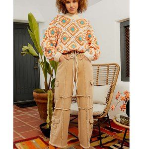 69156 POL Frayed Wide Leg Jeans